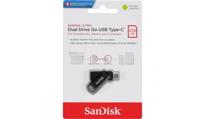 SanDisk Ultra Dual DriveGo 256GB USB Type C Flash SDDDC3-256G-G46