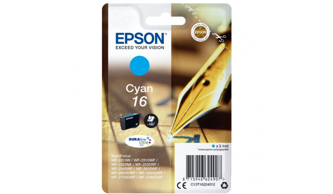 Epson tindikassett tsüaan DURABrite Ultra T 162 T 1622