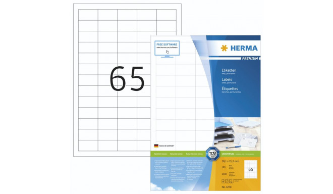 Herma Etiketid 38,1x21,2 mm 100 lehte DIN A4 6500 tk 4270