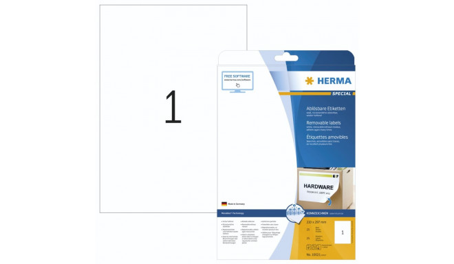 Herma Removable Labels   210X297 25 Sheets DIN A4 25 pcs. 10021