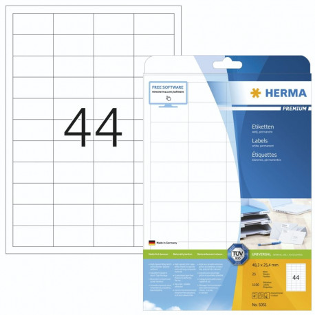 Herma Labels 48,3x25,4 25 Sh. DIN A4 1100 pcs   5051