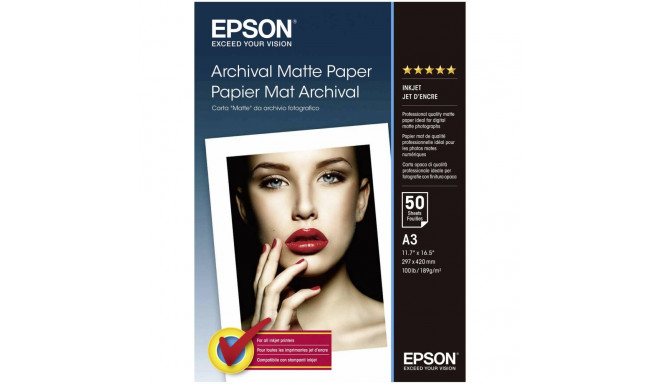 Epson Archival Matte Paper A3, 50 lehte, 189 g S 041344