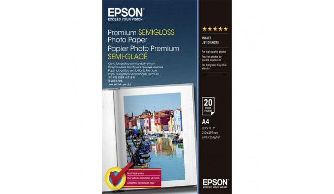 Epson Premium Semigloss Photo A 4, 251 g, 20 Sheets   S 041332