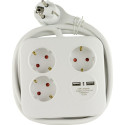 REV PowerQuad 3-osaline valge Kahekordne USB pistikupesa