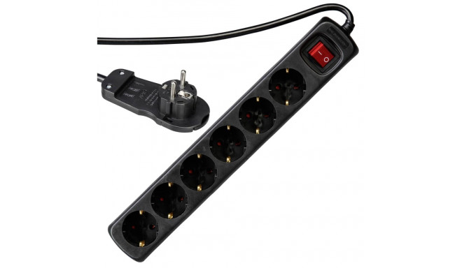 REV Multiple Socket Outlet 2m 6-fold with switch, black
