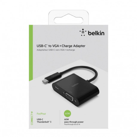 Belkin USB-C–VGA-adapter 60W PD, must AVC001btBK