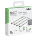 1x2 Belkin punutud PVC kaabel 1m USB-C/USB-C valge CAB004bt1MWH2PK
