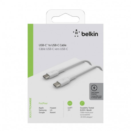 Belkin USB-C/USB-C kaabel 2m PVC, valge CAB003bt2MWH