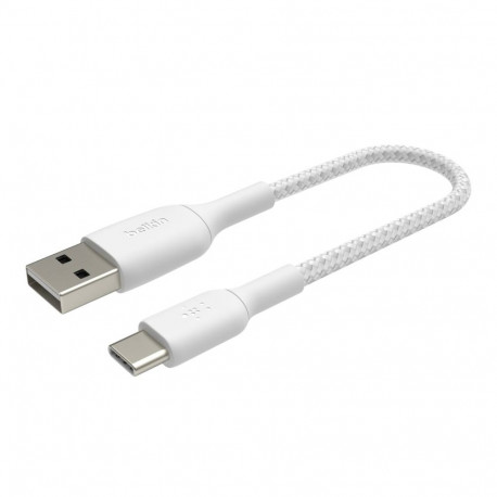 Belkin USB-C/USB-A kaabel 15 cm punutud, valge CAB002bt0MWH