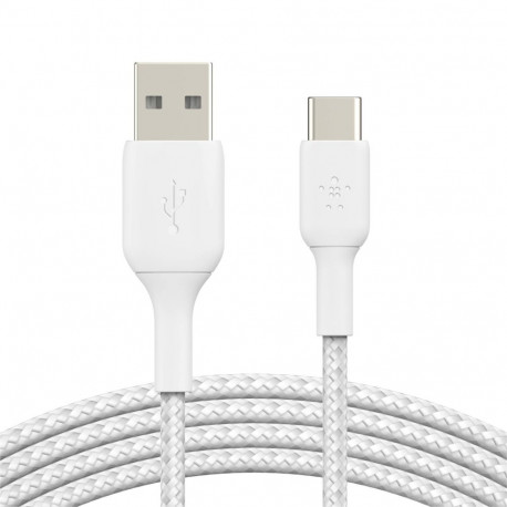 Belkin USB-C/USB-A kaabel 3m punutud, valge CAB002bt3MWH