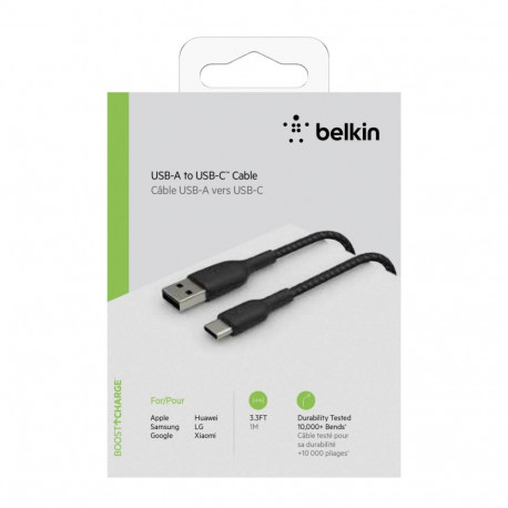 Belkin USB-C/USB-A kaabel 1m punutud, must CAB002bt1MBK