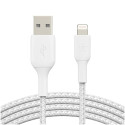 Belkin Lightning to USB-A Kaabel 3m, punutud, MFi sertifikaadiga, valge