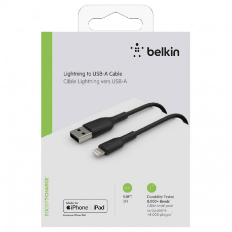 Belkin Lightning Cable 3m, PVC, black, mfi cert.