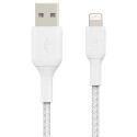 Belkin Lightning-USB-A kaabel 15 cm, punutud, MFi sertifikaadiga, valge