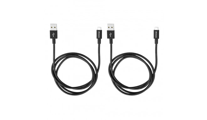 1x2 Verbatim Micro USB Cable Sync & Charge 100cm black 48874