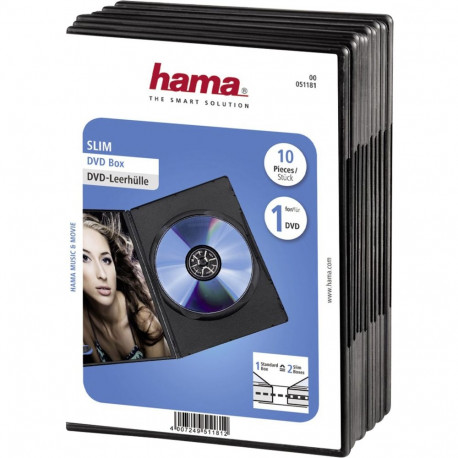 Hama Slim DVD Jewel Case 10 tk must 51181