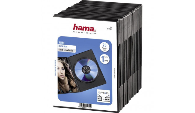 Hama Slim DVD Jewel Case 25 tk, must 51182