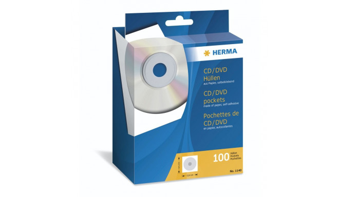 Herma CD/DVD ümbrised 124x124 100 tk valge isekleepuv 1140
