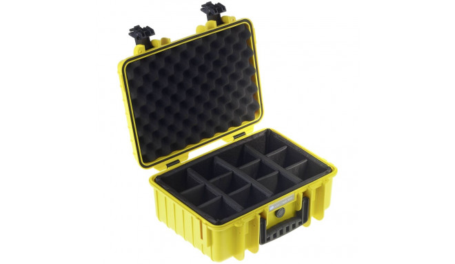 B&W Outdoor Case Type 4000 kollane polsterdatud vaheseinte komplektiga