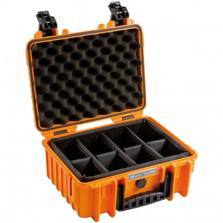 B&W Outdoor Case Type 3000 oranž koos vahesüsteemiga