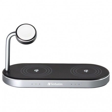 Verbatim WCS-03 Aluminum 3-in-1 Qi MFi Dual WiFi+Apple Watch Ch.