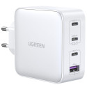 UGREEN USB-A+3xUSB-C 100W GaN-tehnoloogiaga Kiirlaadija EU Valge