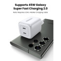 UGREEN Nexode 45W Kahe USB-C PD Laadija (25W+20W) valge