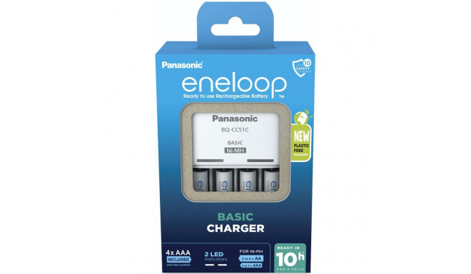 Panasonic Eneloop Basic Charger BQ-CC51 incl. 4xAAA K-KJ51MCD04E
