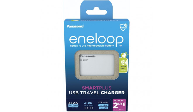 Panasonic Eneloop nutikas Plus USB reisilaadija BQ-CC87 4xAA K-KJ87MCD40