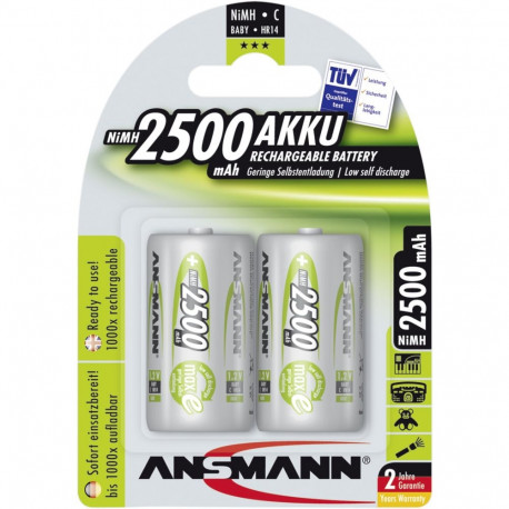 1x2 Ansmann maxE NiMH laetav aku Baby C 2500 mAh 5030912