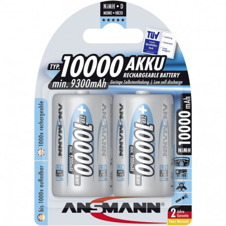 1x2 Ansmann NiMH laetav aku 10000 Mono D 9300 mAh 5030642