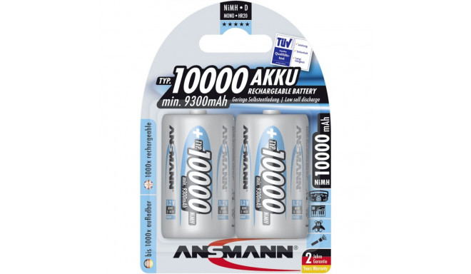 1x2 Ansmann NiMH laetav aku 10000 Mono D 9300 mAh 5030642