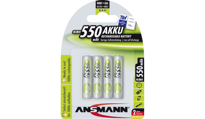 1x4 Ansmann maxE NiMH laetavad patareid Micro AAA 550 mAh 5030772