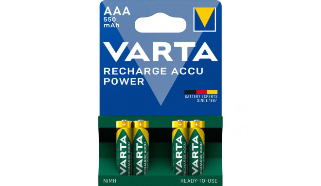 1x4 Varta RECHARGE ACCU Power 550 mAH AAA Micro NiMH laetav aku