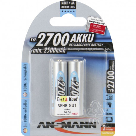 1x2 Ansmann laetav aku 2700 Mignon AA 2500 mAh