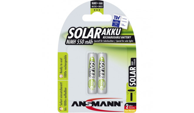 1x2 Ansmann maxE NiMH rech.bat. Micro AAA 550 mAh SOLAR