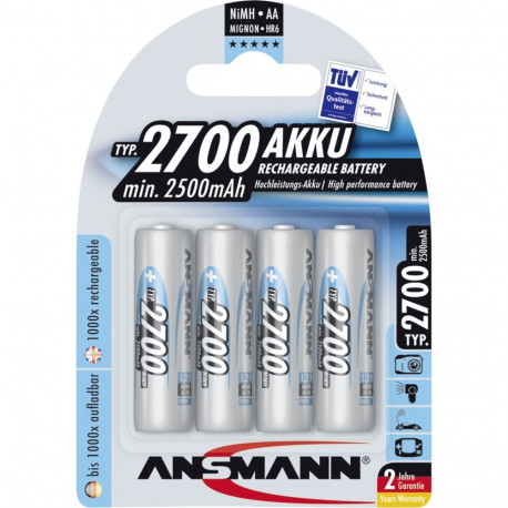 1x4 Ansmann laetav aku 2700 Mignon AA 2500 mAh