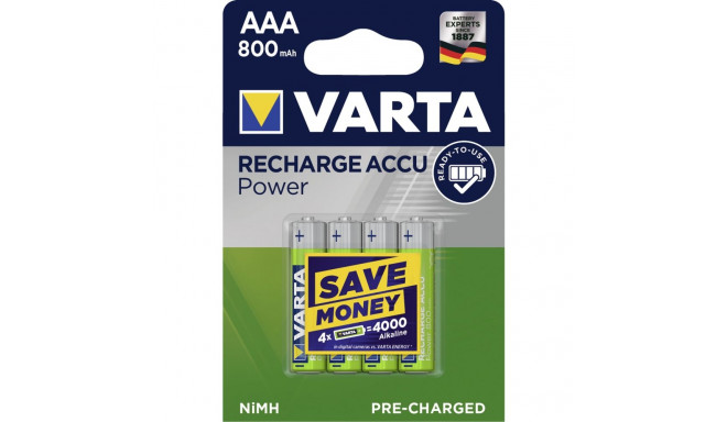 10x4 Varta laetav Accu NiMh 800 mAh mikro
