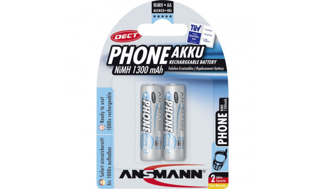 1x2 Ansmann maxE NiMH rech.bat. Mignon AA 1300 mAh DECT PHONE