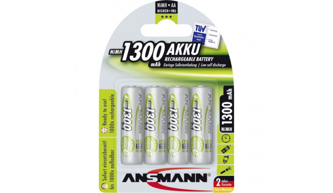 1x4 Ansmann maxE NiMH laetav aku, Mignon AA 1300 mAh
