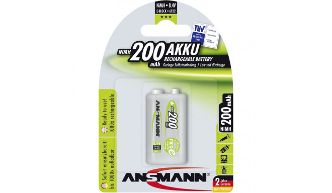 1 Ansmann maxE NiMH rech.bat. 9V block 200 mAh         5035342