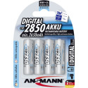 1x4 Ansmann NiMH taaslaetav aku 2850 mAh Mignon AA 2650 mAh DIGITAALNE
