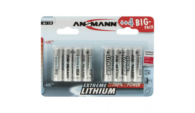 4+4 Ansmann Extreme Lithium AA Mignon LR 6 Suur Pakend