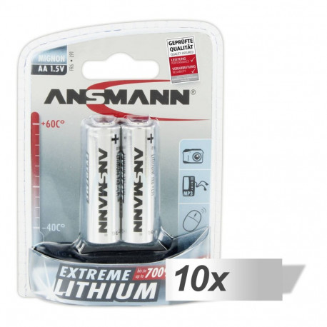 10x2 Ansmann lithium Mignon AA LR 6 extreme patarei