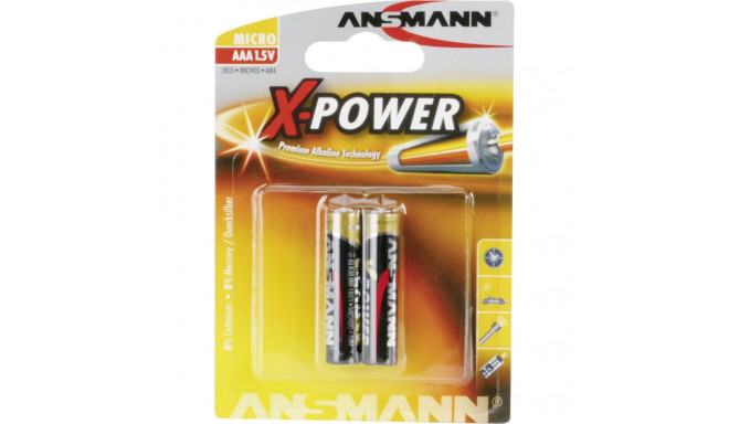 1x2 Ansmann leelispatarei Micro AAA LR 03 X-Power