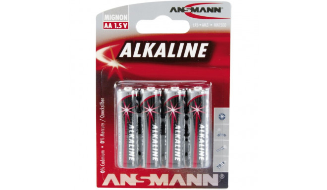 1x4 Ansmann Alkaline Mignon AA LR 6 punane-line