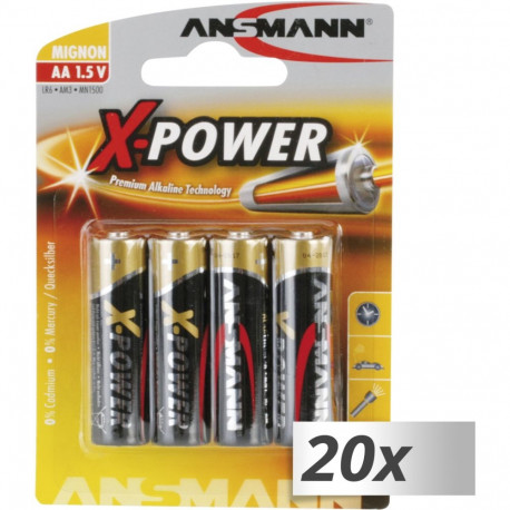 20x4 Ansmann leelispatarei Mignon AA LR 6 X-Power