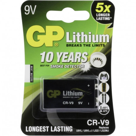 1 GP Lithium 9V patarei CR-V9 parim suitsuandurile jne