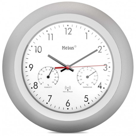 Mebus 19450 raadiojuhitav seinakell termomeetri/hügromeetriga