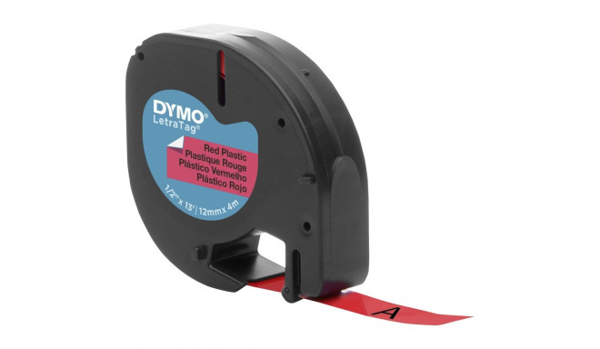 Dymo Letratag plastikust punane lint 12 mm x 4 m